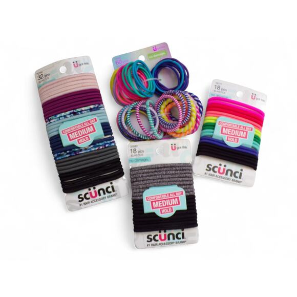 Scunci All Day Comfort Hair Elastic Lot Small & Medium Size Colorful #025 - Picture 1 of 1